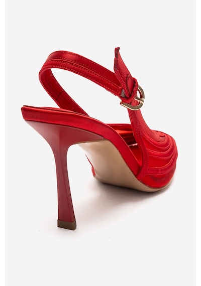 Luvishoes Fauna Kırmızı Saten Kadın Topuklu Ayakkabı Kırmızı