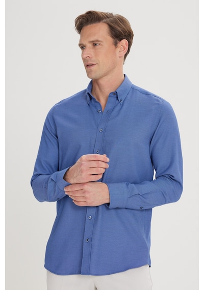 Erkek Mavı Slim Fit Dar Kesim %100 Pamuk Düğmeli Yaka Oxford Gömlek Mavı Erkek Mavı Slim Fit Dar Kesim %100 Pamuk Düğmeli Yaka Oxford Gömlek Mavı