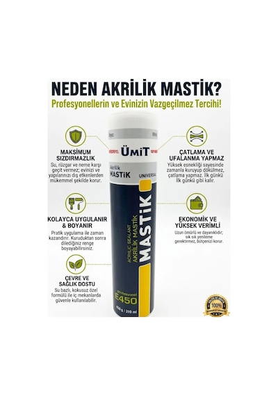 Boyanabilir Beyaz Akrilik Mastik 450 Gr Kapı Pencere Ve Duvar Dolgu Malzemesi