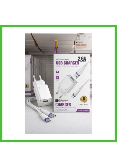 Vaveni 2.6a Usb Sarj Adaptoru + Type-c Sarj Kablosu Eu Arz Type - C