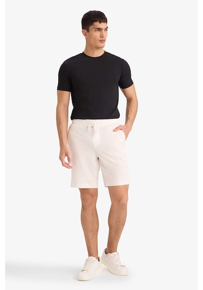 Defacto Regular Fit Beli Bağcıklı Krinkıl Bermuda Şort E0980ax25smwt32 Beyaz