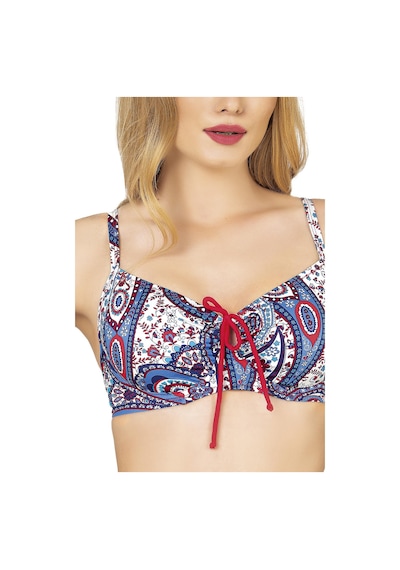 Endeep Kadın Şal Desenli Balenli Toparlayıcı Bikini Takımı Lacivert