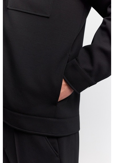 Avva Erkek Siyah Klasik Yaka Elastan Uzun Kollu Comfort Fit Gömlek Ceket A62y2509