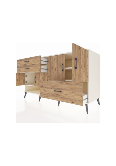 Kronos Konsol 3 Raflı 3 Çekmeceli 4 Kapaklı 176x59x99 Aytaşı-çam Aytaşı-çam
