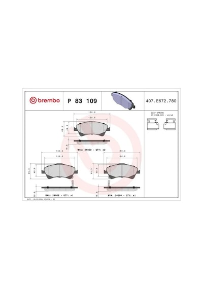 Toyota Verso On Fren Balatasi 1.6 D-4d 2014-2017 Brembo P83109