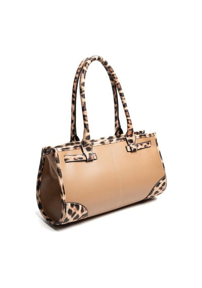 Silver Polo Sp1261 Kadın El Çantası Düz Vizon-leopar Taba