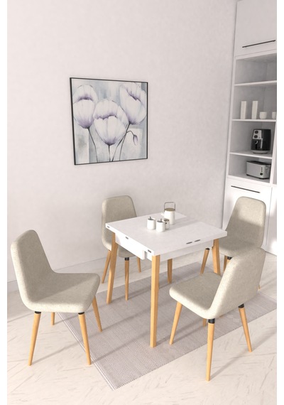 Vilinze Tosya Sandalye Avanos Ahşap Mdf Kanatlı Mutfak Masası Takımı - 70x70+70 Cm Krem Vilinze Tosya Sandalye Avanos Ahşap Mdf Kanatlı Mutfak Masası Takımı - 70x70+70 Cm Krem