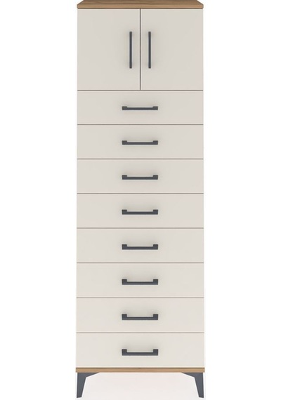 Arges Dolap 2 Raflı 8 Çekmeceli 2 Kapaklı 60x30x182 Çam-aytaşı Atlas Çam