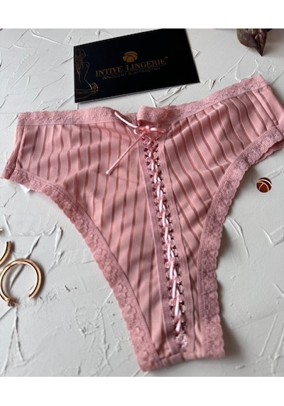 Lola Transparan Arkası Bağlama Detaylı Pamuklu Fantezi/günlük Kul Pembe