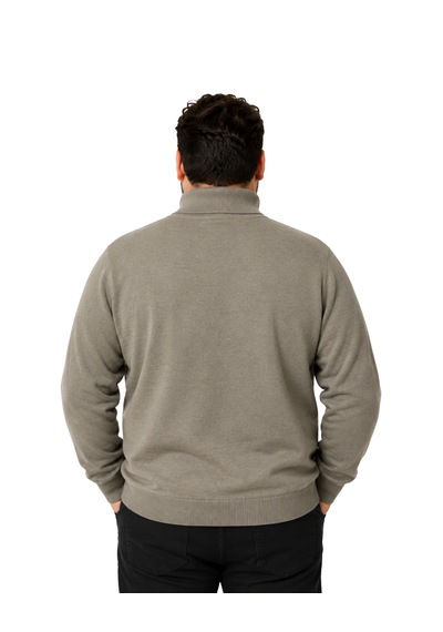 Battalmoda Erkek Büyük Beden Vizon Tam Balıkçı Pamuklu Kazak 3xl-4xl-5xl-6xl