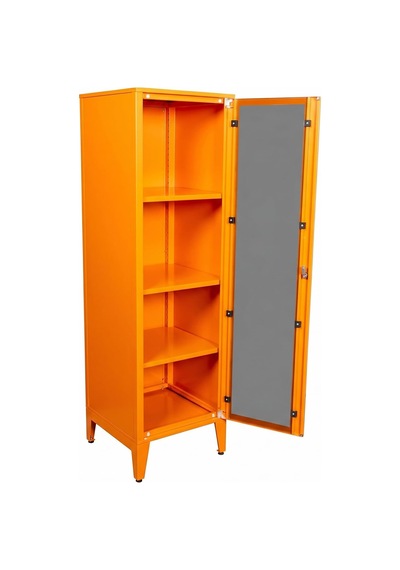Ziglat 1550 Serisi Kilitli Metal Home Office Dolabı Cam Kapaklı Turuncu 450x1500x450 Mm
