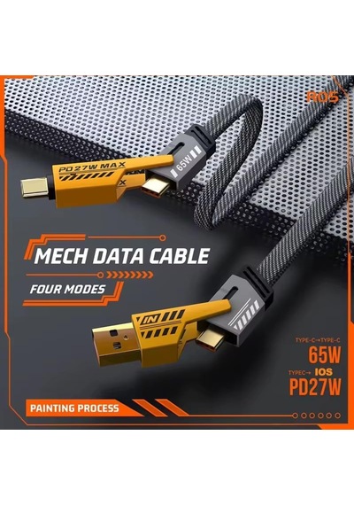 4 İn 1 Çoklu Usb Şarj Kablosu: 1m, Type C To Lightning Örgü Şarj Kablosu Usb A/usb C 65w Tip C/27w Pd Her Cihaz İle Uyumlu Metal Başlıklı