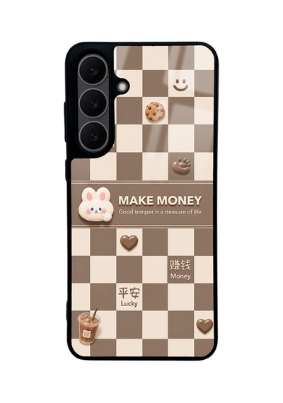 Samsung Uyumlu  S25 Fe Brown Make Money Tasarımlı Glossy Telefon Kılıfı Kahverengi