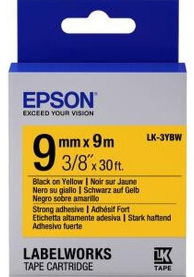 Epson LK-3YBW Strong Siyah Üzeri Sarı 9MM x 9M Etiket