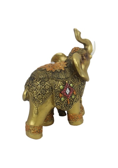 Lüks Nakış İşlemeli Anne Ve Yavru Fil Heykeli Feng Shui Şans Getiren Dekoratif Masaüstü Biblo 17 Cm. 08787364
