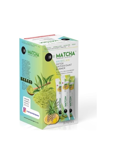 Matcha Premium Japanese Matcha & Bromelain Limon Aromalı Detox Burner Form Çayı 1 Kutu