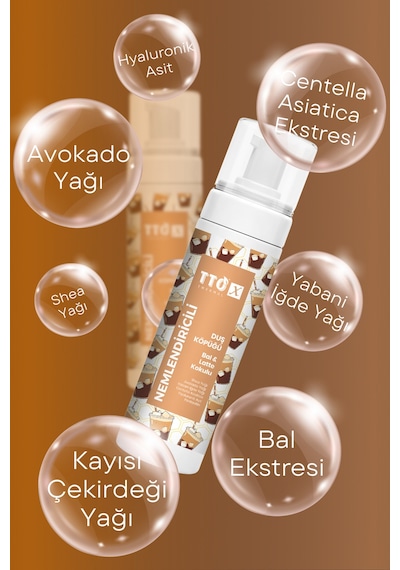 Tto -X Nemlendiricili Duş Köpüğü Bal&Latte Kokulu 200Ml