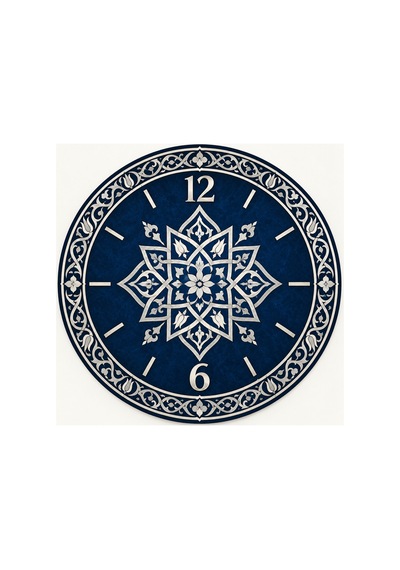 Osmanlı Motifli Etnik Desenli Ahşap 45 Cm Sessiz Akar Mekanizmalı Uv Baskılı Dekoratif Duvar Saati Hediyelik 1027 Çok Renkli