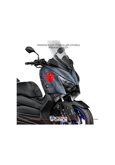 Yamaha Xmax Yıldız Sticker Yan Grenaj Desen İkili Sticker Kırmızı