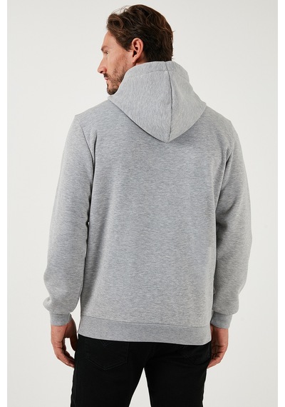 Buratti Regular Fit Kapüşonlu Kanguru Cepli Içi Tüylü Yumuşak Şardonlu Erkek Sweat 5905281 Gri Melanj