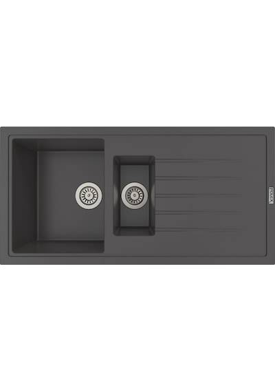 Polex Cristalüx Granit Evye P-01 Antrasit 1.5 Gözlü Tezgah Altı Ve Tezgah Üstü Mutfak Evyesi 99x49.5 CM