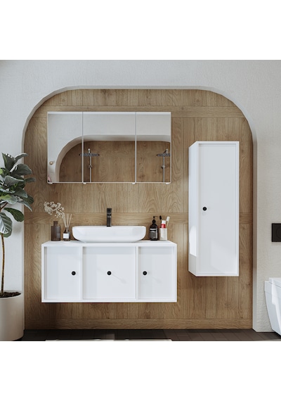 Oval Lavabolu Mat Mdf 105 Cm Çekmeceli Banyo Dolabı + Aynalı Dlp Mat Beyaz Oval Lavabolu Mat Mdf 105 Cm Çekmeceli Banyo Dolabı + Aynalı Dlp Mat Beyaz