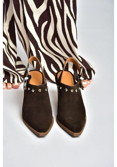 Fox Shoes Y654307702 Kahverengi Hakiki Deri Süet Alçak Topuklu Western Ayakkabı