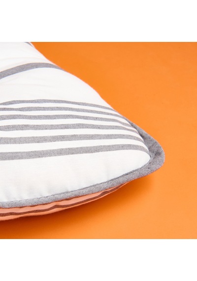 Soft Elegant Curves Kalın Çizgili Sandalye Minderi - Ekru / Siyah - 43x43 Cm Renkli