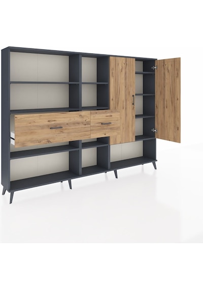 Arges Dolap 10 Raflı 2 Çekmeceli 2 Kapaklı 220x30x163 Antrasit-ça Antrasit-çam