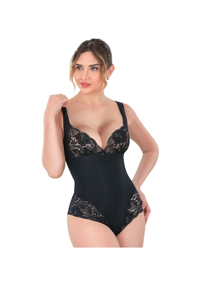 Siyah Mı Emay 2947 Dantelli Agraflı Body Korse Siyah