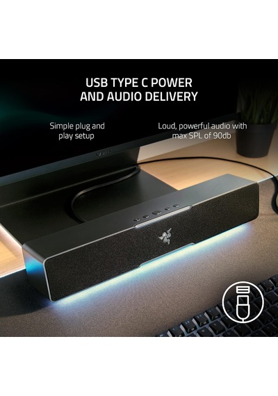 Leviathan V2 X - Pc Oyun Soundbar'ı Tam Aralıklı Sürücüler, Kompakt Masaüstü Form Faktörü, Usb Tip C Güç Ve Ses Dağıtımı, Bluetooth 5.0 Siyah