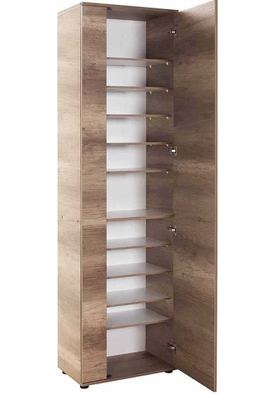 Antre 11 Raflı 2 Kapaklı Aynalı Ayakkabılık Açık Ceviz Tori 60x212x36 Cm Gxyxd