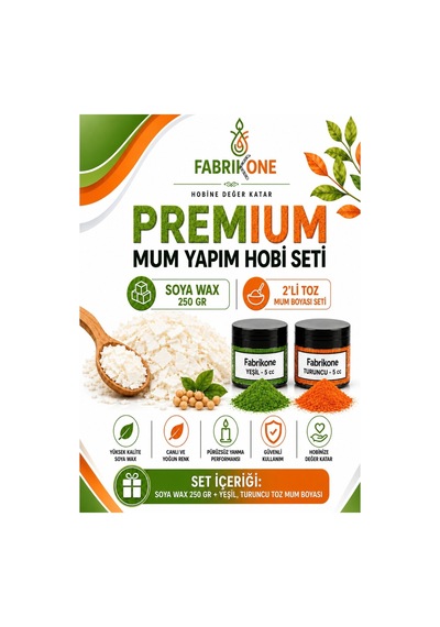 Premium Mum Yapım Hobi Seti - Soya Wax 250 Gr - 2'li Toz Mum Boyası Seti - Yeşil, Turuncu Bkfabsw2502yt Karışık