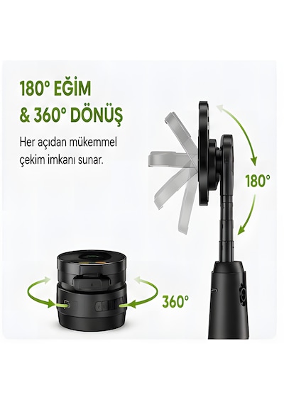 Aı Yüz Takipli Akıllı Gimbal Telefon Tutucu, Manyetik Kablosuz Şarj Destekli 360 Otomatik Döner Selfie Standı, Şarjlı Telefon Standı, Tripod Uyumlu İçerik Üretici Vlog Canlı Yayın Aparatı