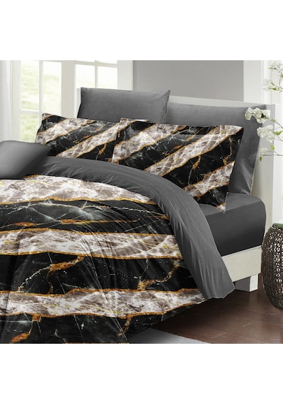 Monohome Nevresim Takımı Çift Kişilik 3D Pamuk Saten Zebra Marble Zebra