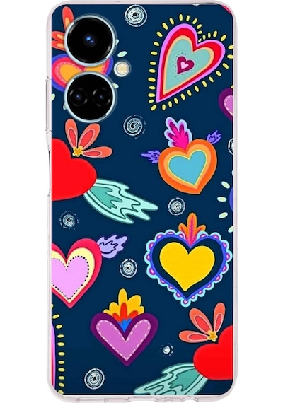 Tecno Camon 19 İle Uyumlu Retro Color 3 Kamera Korumalı Şeffaf Kılıf Şeffaf