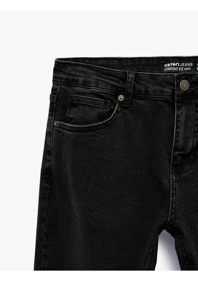 Koton Pamuklu Normal Bel Straight Fit Jean Pantolon - Mark Jean Siyah 6sam40148nd