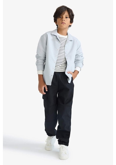 Defacto Erkek Çocuk Overshirt Fit Polo Yaka Baskılı Uzun Kollu Gömlek G2195a825auar213 Antrasit