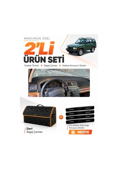 E-biz Land Rover Discovery 1 1989-2000 Uyumlu Torpido + Deri Çanta - Siyah-kahverengi - Lr001
