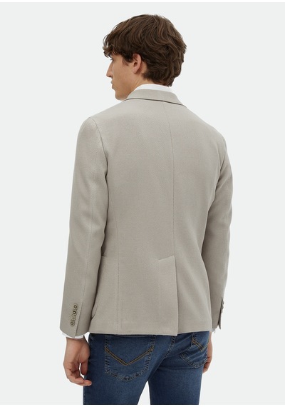 Ramsey Bej Desenli Shirt Shoulder Slim Fit Pamuk Karışımlı Ceket