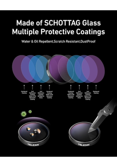 Telesın Djı Osmo Action 5 Pro/4/3, Xtra Edge/pro İçin Cpl Nd Filtresi