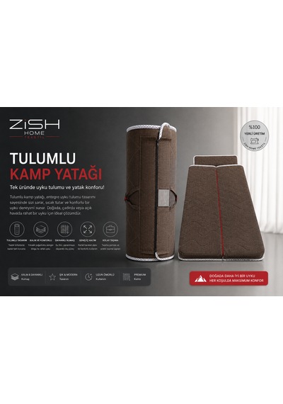 Zish Tekstil Flexı Evo 100x200 Tulumlu Katlanır Kamp Yatağı Karavan, Misafir Ve Anne Yanı Yatağı Kahverengi