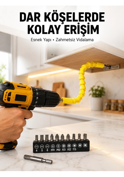 12 Li Akrobat Bits Vidalama Seti Esnek Uç Çok Yönlü Kullanım Yeni Nesil 79992612