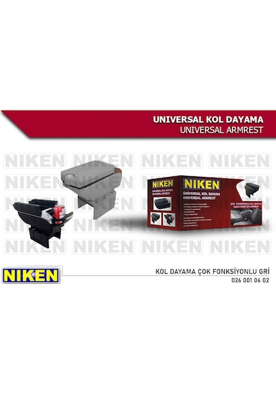 Niken Araç Orta Konsol Kolçak Kol Dayama Üniversal Ortadan Açılır Gri