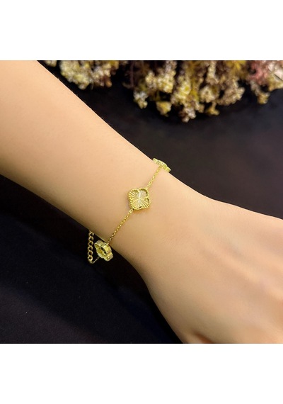 Stela Gold Renkli Yonca Gümüş Bileklik