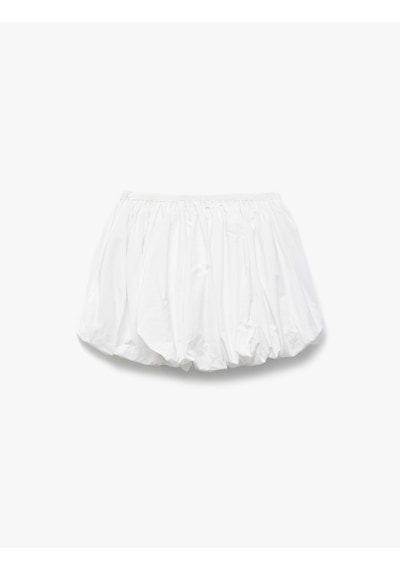 Koton Pamuklu Beli Lastikli Oversize Balon Mini Etek Beyaz 5sal70034ıw Beyaz