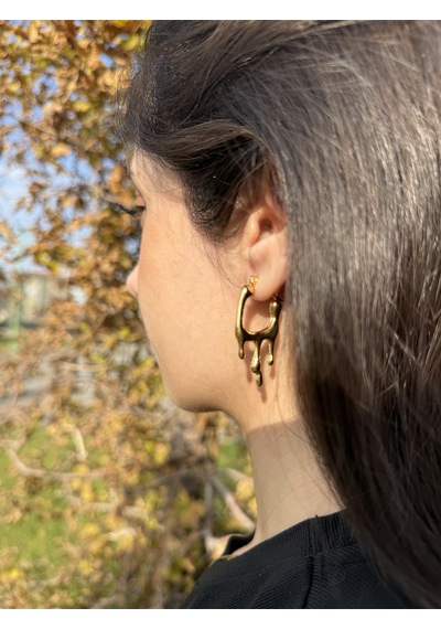 Melted Gold Hoop Küpe Altın