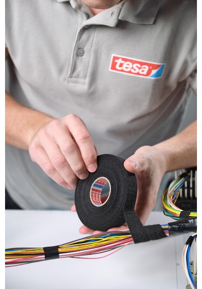Tesa 51025 Polyester Bez Tüysüz Kablo Demetleme Bandı, 15x19mm