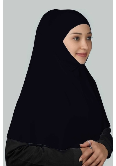 Altobeh Hazır Türban Peçeli Pratik Eşarp Tesettür Nikaplı Hijab - Namaz Örtüsü Sufle (XL) - Lacivert