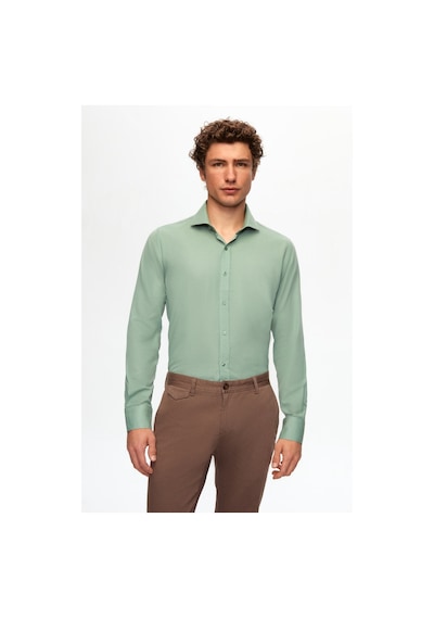 D'S Damat Ds Damat Slim Fit Yeşil İtalyan Yaka Gömlek 2HF02ORT5185 Yeşil
